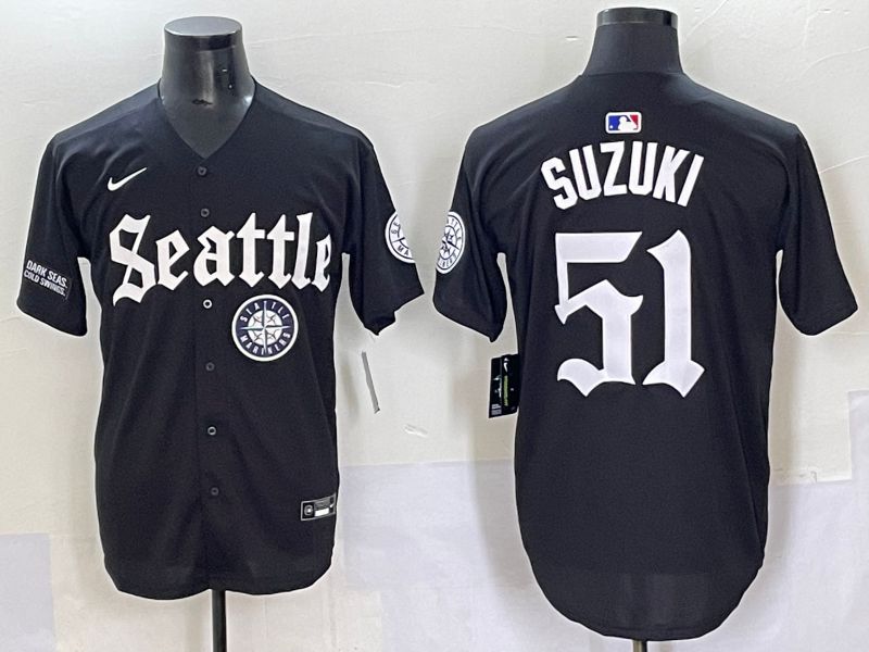 Men 2025 Seattle Mariners #51 Suzuki Five generations Joint Name Nike MLB Jersey style 15->seattle mariners->MLB Jersey